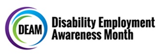 DEAM Banner which includes the DEAM logo and the text - Manitoba Leads the Way By Declaring October as Disability Employment Awareness Month. This is also a link to our home page